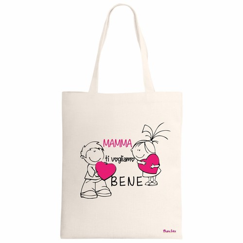 Borsa ecru scritta - mamma, ti