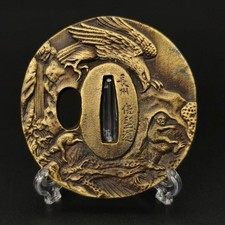 Spada giapponese Tsuba guardia katana ornamenti lega antica articolo...