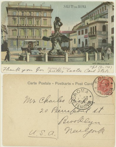 Roma fontana del tritone 1907 - -fontana,