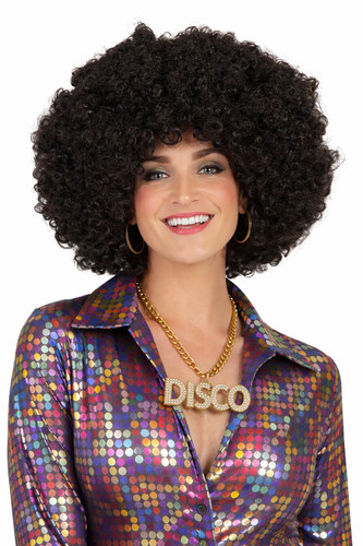 Parrucca afro nera costume - parrucca,