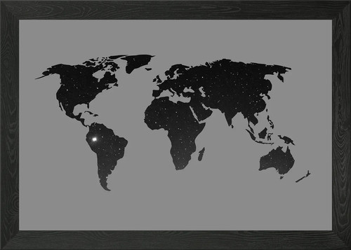 World stars black map framed - black,