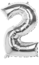 PALLONCINO NUMERO 2 COLOR ARGENTO 16" 40 cm ELIO DECORAZIONE COMPLEANNO PARTY