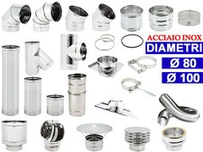 Canna Fumaria D.80-100 Stufa a Pellet Kit Tubo Acciaio Inox Monoparete Camino