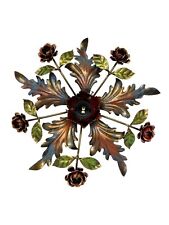 Plafoniera LAMPADARIO IN FERRO BATTUTO con foglia ROSE ORO 1 luce 