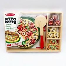 Melissa & Doug Pizza Party Set Cibo Gioco in Legno - 54 Topping Finta Gioco Giocattolo