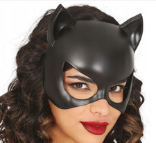CARNEVALE HALLOWEEN MASCHERA GATTO NERO DONNA CATWOMAN IN PLASTICA GUIRCA 20078