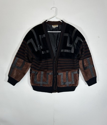 Cardigan lana pelle