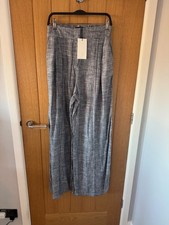 Pantalone lino largo grigio