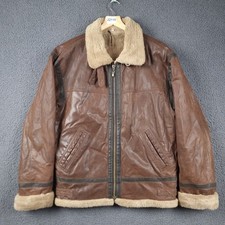 Giacca da volo vintage pelle uomo L grande marrone B3 bomber aviatore ecopelle shearling