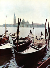 Targa fotografica 1957 stampa d'epoca barca Topetta Canal Grande Venezia Italia mare