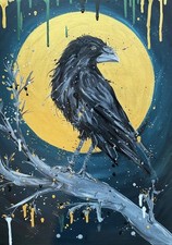 Corvo con finta luna oro