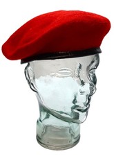 Rosso Lana Stile Militare Basco / Berretto Misura 7 / Piccolo - Nuovo