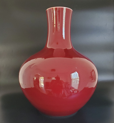 Vaso smaltato porcellana rossa - vaso,