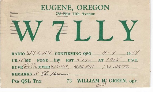 Scheda radio qsl 1948 eugene - radio,