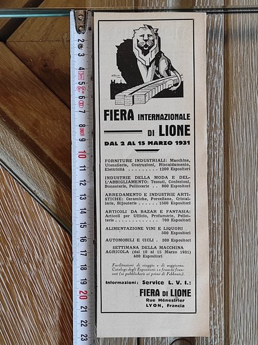 Antica pubblicità 1931 fiera - 1931,