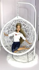 Mobili casa delle bambole 1:6 Boss Lady sedia a bolle sospesa altalena e tappeto di Eledoll
