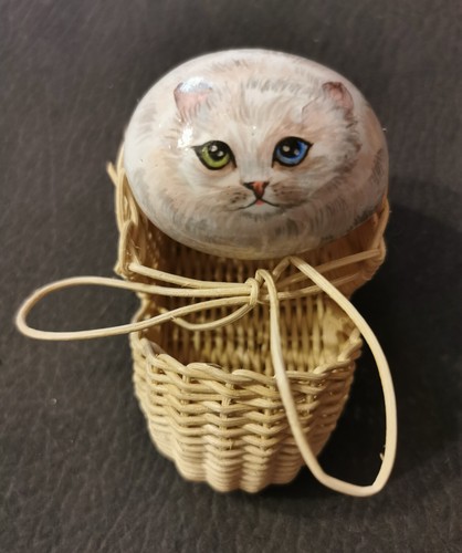 Gatto dipinto mano sasso - dipinto, a