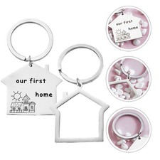  2 Pcs Portachiavi Forma Di Casa Anelli Acciaio Inox ​​acciaio Inossidabile