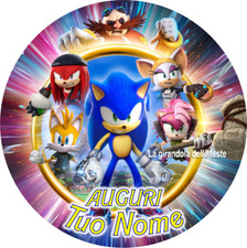 Cialda SONIC PRIME RETTANGOLARE/ROTONDA Ostia Per Torta con NOME SONIC NUOVO