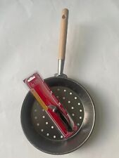 PADELLA PER CALDARROSTE MANICO LEGNO CM 26 + COLTELLINO INOX DE LUCA