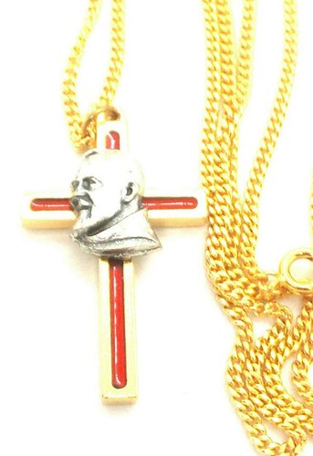 Collana croce rossa padre pio - rossa,