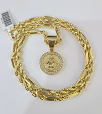 Collana con ciondolo Vergine Maria catena corda Milano oro 10 kt SET 3mm 18"-26"