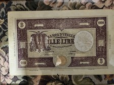 Banconota 1000 lire in carta Decreto Min 30 Luglio 1896 E 7 Agosto 1943
