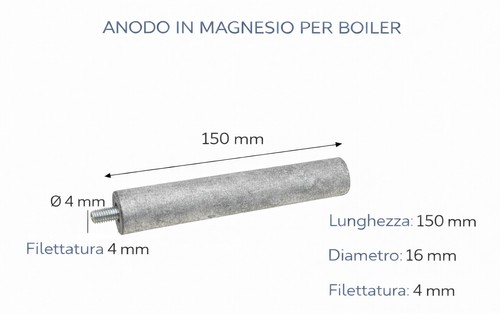 Anodo magnesio 150 16 mm - magnesio,