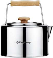 Campeggio, Stufa a Fischietto in Acciaio Inox Con Manico in Bambù Leggero, Teier