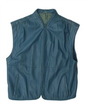 Gilet donna VINTAGE in pelle EU 40 pelle blu medio PZ18