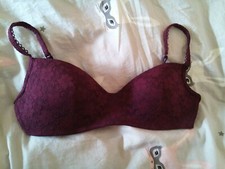 Reggiseno Tezenis 4B quarta IV no push up bordeaux no ferretto pizzo