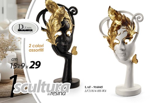Maschera mano volto piume - mano,