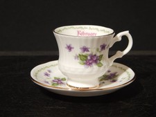 PORCELLANA INGLESE QUEEN'S BONE CHINA TAZZINA COLLEZIONE MINIATURA FEBBRAIO