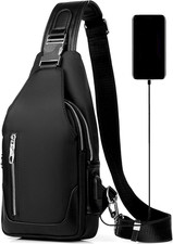 - Monospalla Uomo Borsa Marsupio Zaino Zainetto Borsello a Tracolla Petto USB Z2