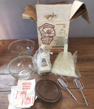 Vintage Waring HS158 Supporto Mixer 12 Velocità Mandorla 2 Ciotole Vetro NUOVO HS 158