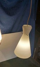 Lampadario Di Design Anni 70 Ottone E Vetro Opalino Revisionato No Applique 