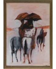 dipinto acquarello e tempera Nicola Simbari firmato datato 1959