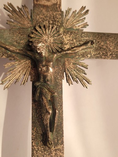 Antico crocifisso bronzo - , in