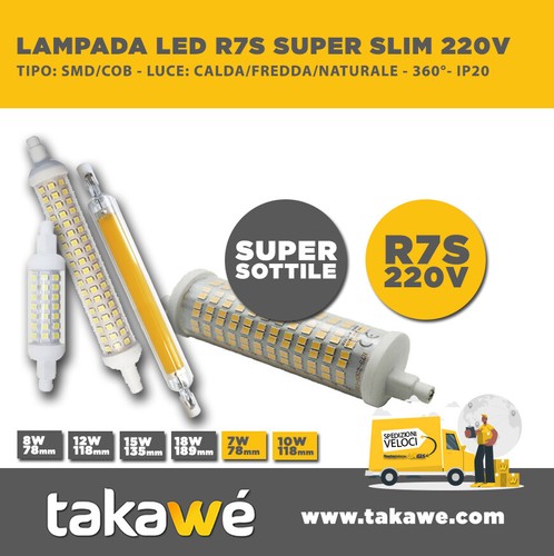 Lampada led baionetta - baionetta, r7s