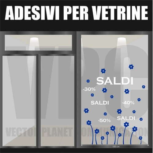 Vetrofania saldi adesivo fiori - vetrofania,