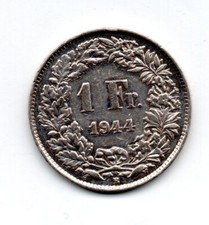 BELLISSIMA MONETA SVIZZERA 1 FRANCO 1944  ARGENTO