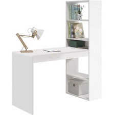 Scrivania ufficio camera con SCAFFALI reversibile BIANCA 120X53X144 cm 008314A