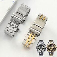 Cinturino Orologio Argento Bicolore Oro Acciaio Inox per Breitling 20 22 24mm