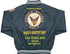 USS ENGLISH  DD-696 DESTROYER  EMBROIDERED SATIN JACKET(BACK ONLY)