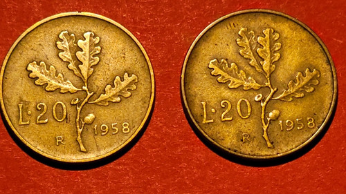 Lire 1958 con barra a - 20,