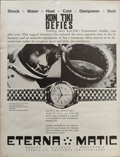 ETERNA MATIC KON TIKI SPACE Pubblicità 1962 OROLOGIO 1 Pagina originale