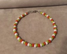 BRACCIALE UOMO PERLINE PEPITE BANDIERA ITALIANA VERDE BIANCO ROSSO ACCIAIO NUOVO