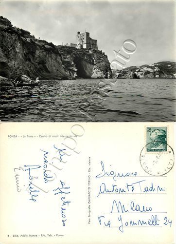 Cartolina ponza barca a - ponza,,
