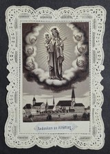 Ricordo di Altötting - antico quadro di pellegrinaggio immagine in pizzo immagine sacra D053