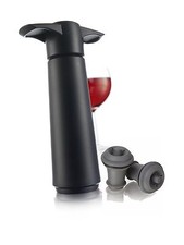 Vacu Vin Pompa Vino - Nero - Tappo Sottovuoto per Vino - 1 Pompa + 2 Tappi